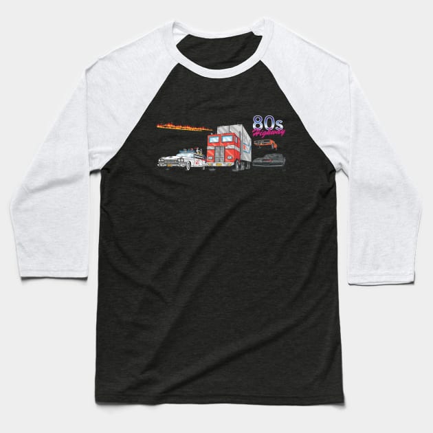 80s Highway Baseball T-Shirt by egocenter